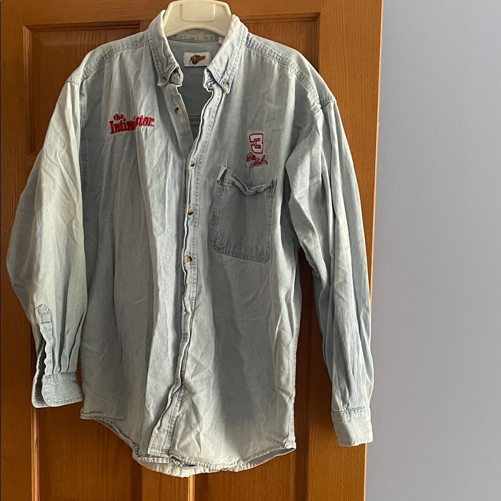 Vintage Dale Earnhardt embroidered Men's Blue Denim Shirt